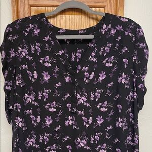 Torrid Black and Purple Floral Blouse